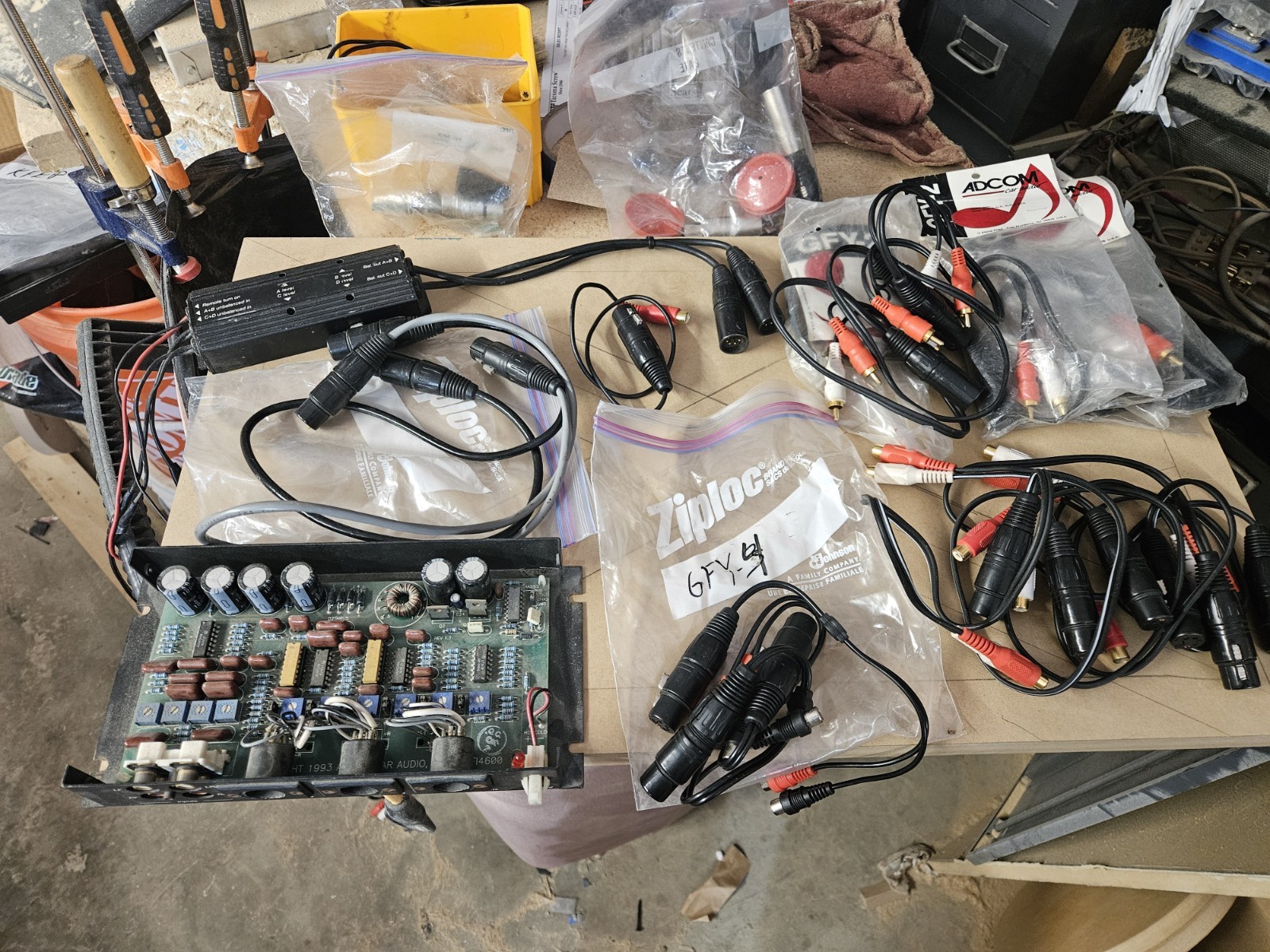 Adcom Car Audio Processors And Packages Of Balanced Cables Untested
