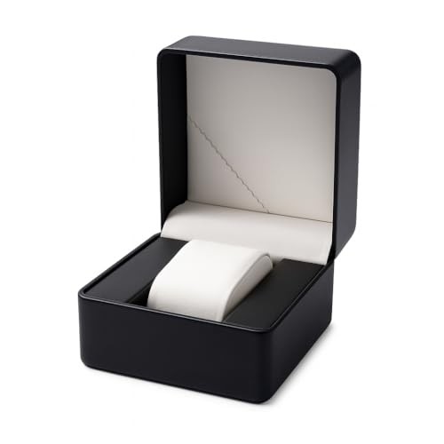 Luxury Black Leather Watch Box, Elegant Jewelry Display Case for Burgundy