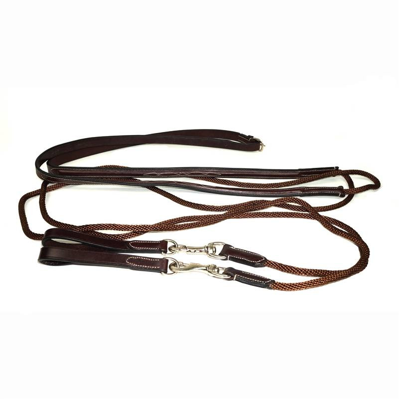 Nunn Finer Bella Donna Leather Draw Reins With Rope 192'' Havana
