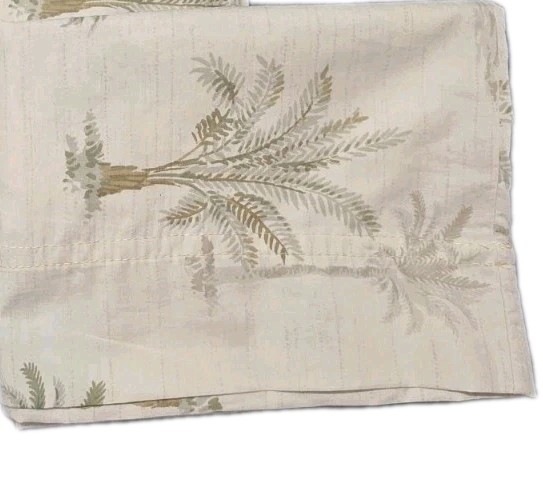 1 Single Cream Color PillowCases W Green Palm Trees 100% Cotton 19.5 X 30 Standa
