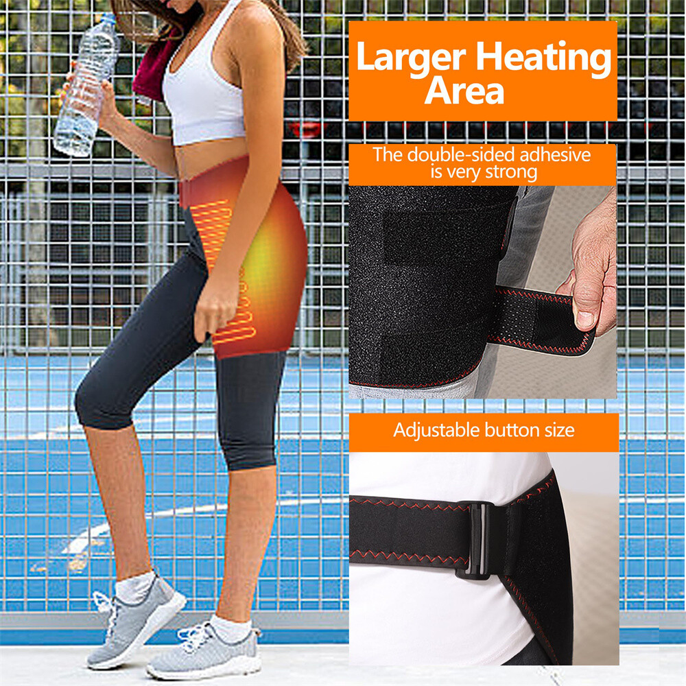 Heating Hip Wrap Brace 3 Heating Modes Adjustable Belt Pain Relief Thigh US