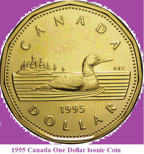 1995 Canada One Dollar Loonie. UNC. $1 Coin Mint Condition Loon