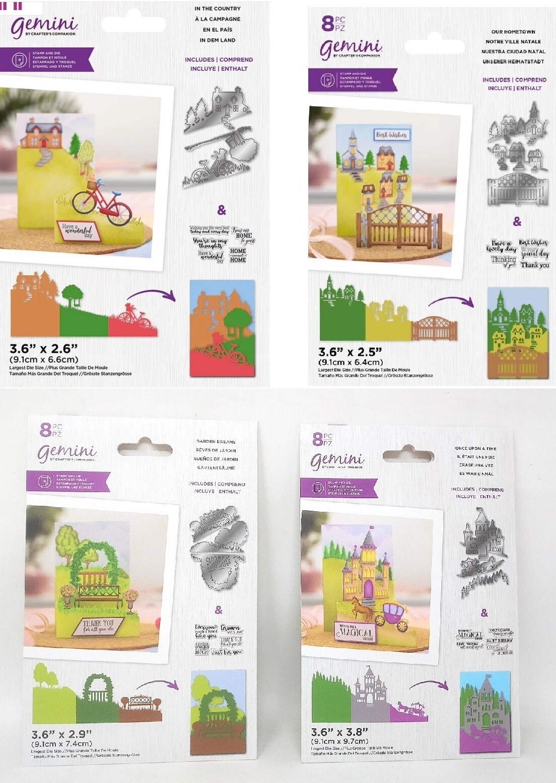 LOT OF 4 Sets Crafter's Companion Zig Zag Card Scene Builder Dies 808347+808354