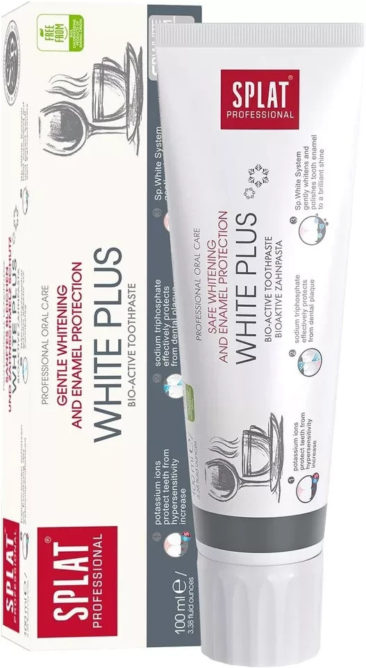 SPLAT White Plus Toothpaste 100ml – Gentle Whitening for Sensitive Teeth – US St
