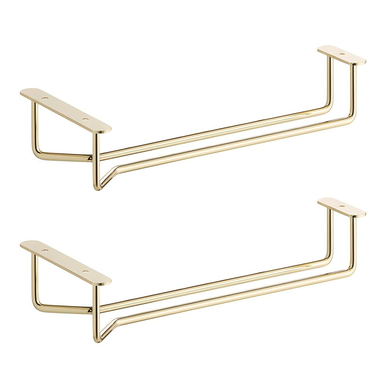 2-Pack 10-Inch Wine Glass Hanger Racks | Brass | Undercabinet Kitchen Glass H...