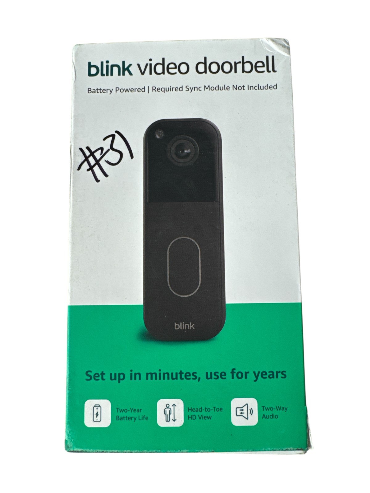 Blink Video Doorbell Black HD Battery Powered Two-Way Audio Alexa Compatible NIB