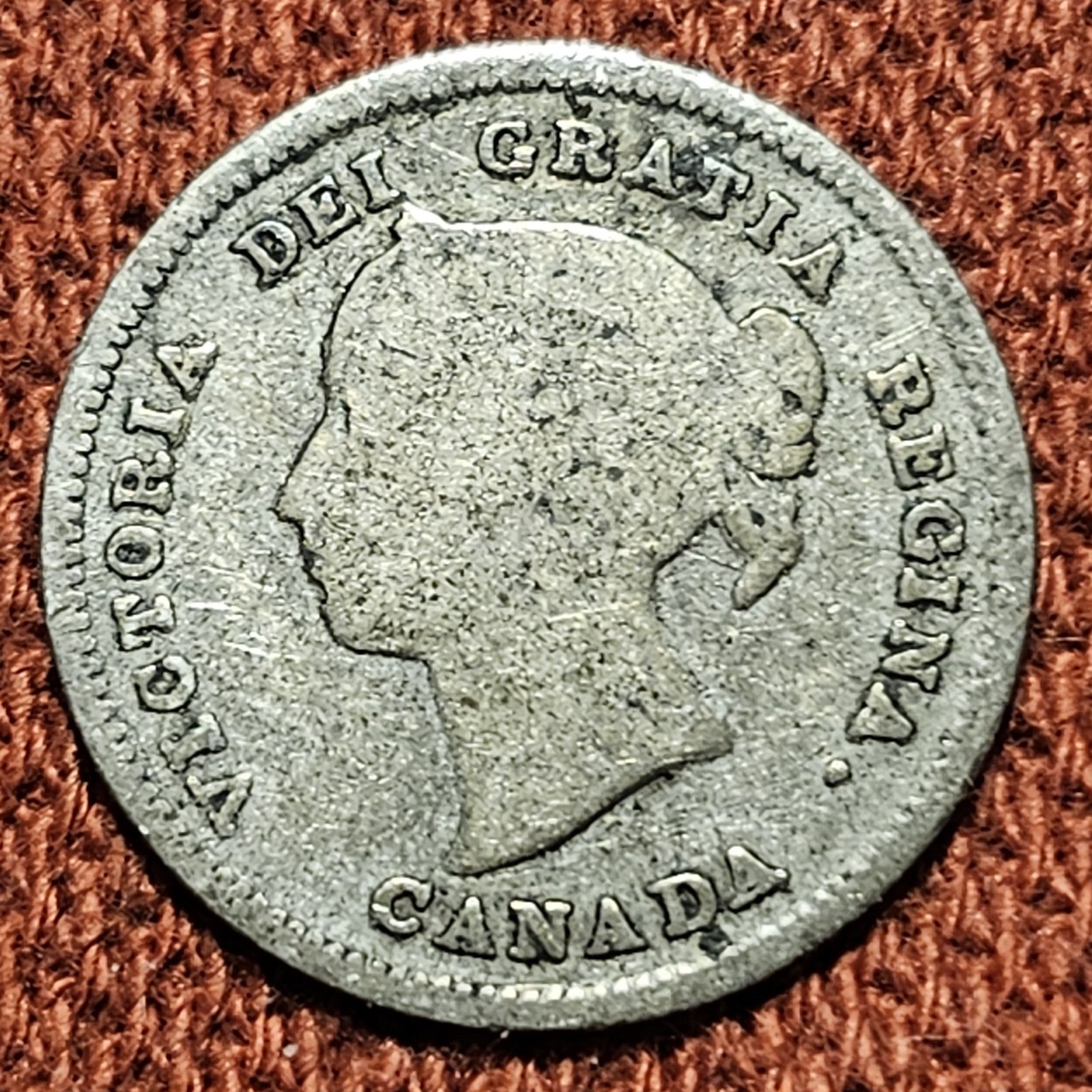 1891 Canada 5 Cents Victoria Silver Coin VG KM#2
