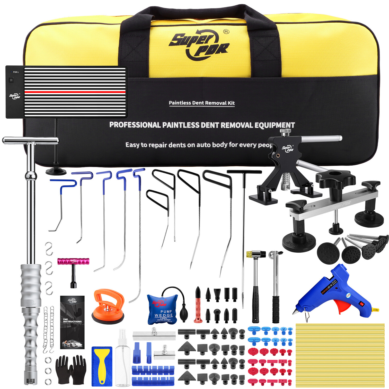 118X Universal Car Dent Paintless Repair Kits Tools Puller Push Rods Removal Bod