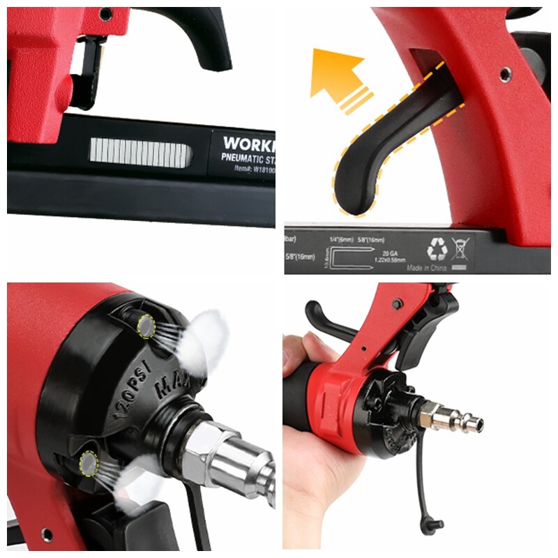 WORKPRO Pneumatic 20 Gauge Staple Gun T50 Upholstery Stapler With/1260PC Staples