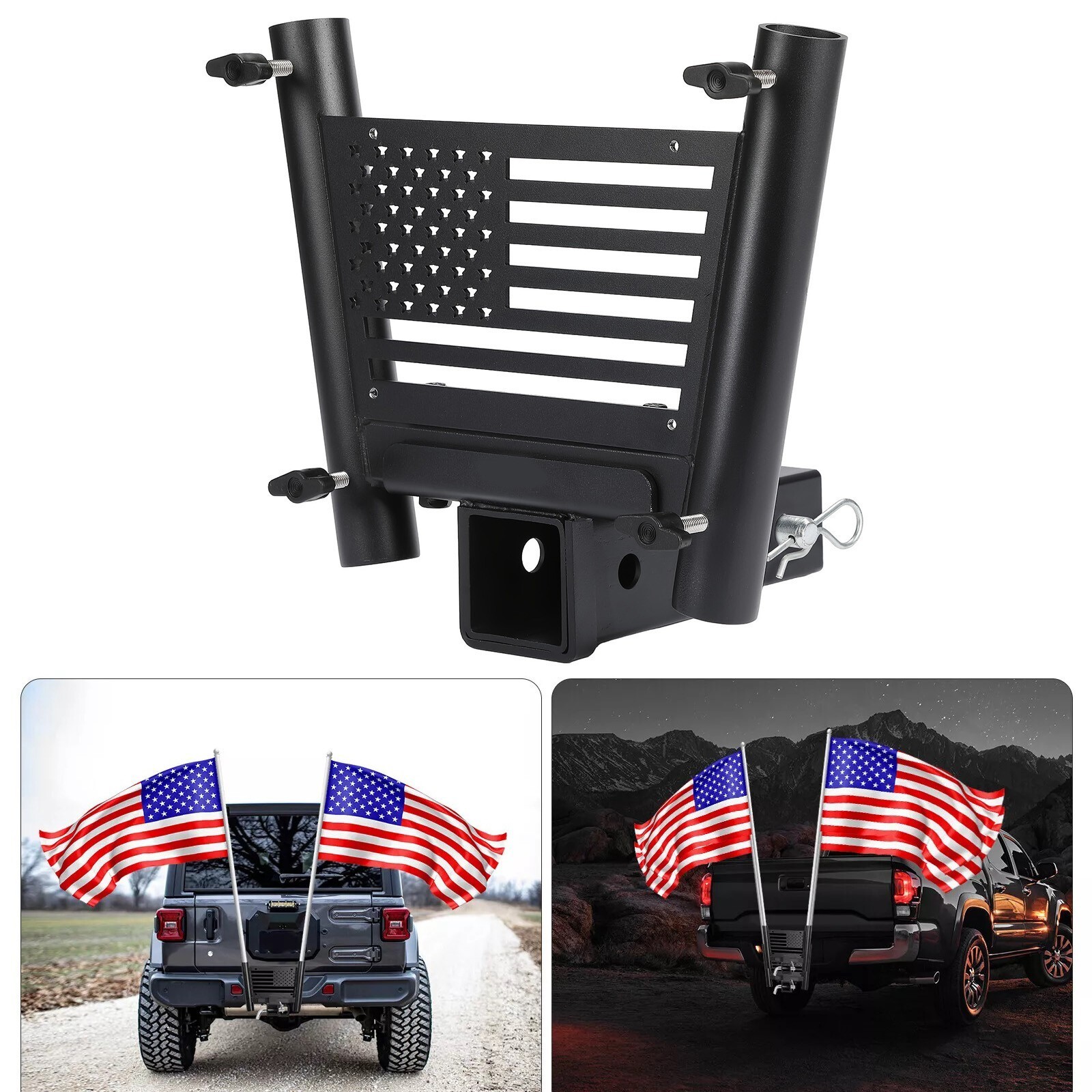 Hitch Mount Flag Pole Holder fit Standard 2 Inch Receivers, Fits Truck SUV RV