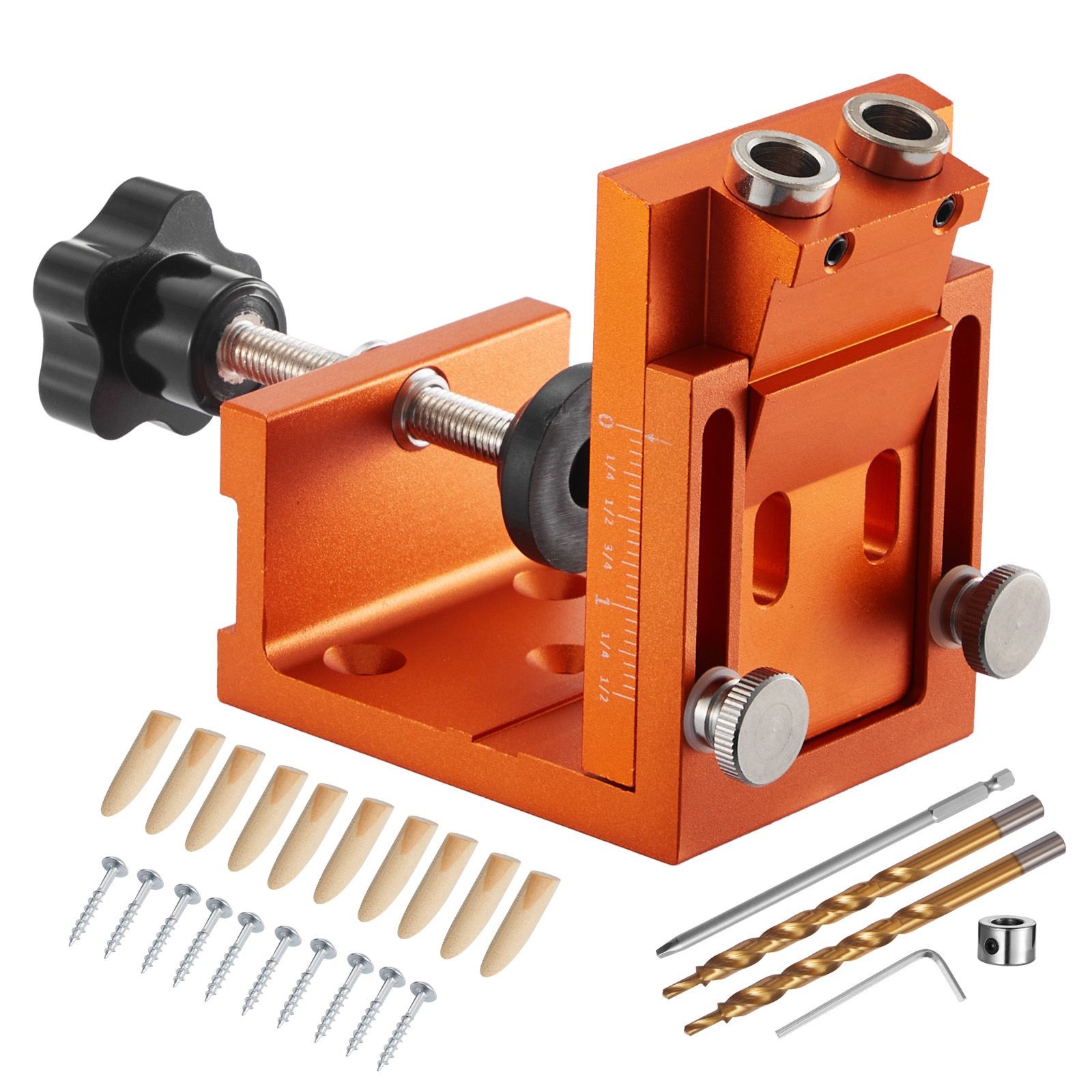 Pocket Hole Jig Kit, 0.47 to 1.89 in Adjustable, Jig Pocket Hole System