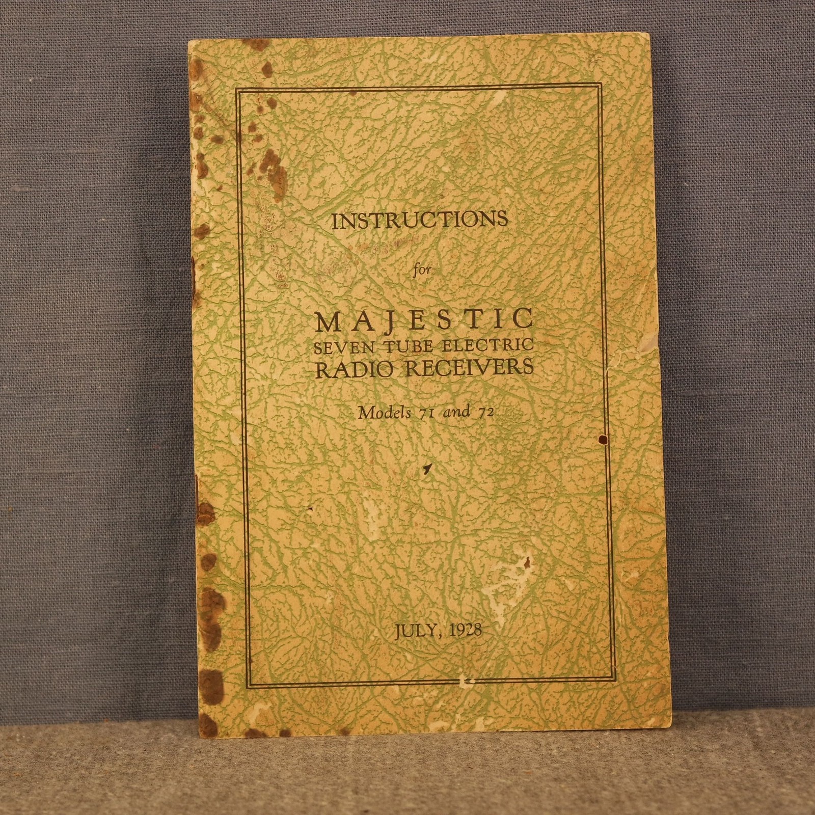 1928 Instructions for MAJESTIC Seven Tube Electric Radio Receiver Model 71 & 72