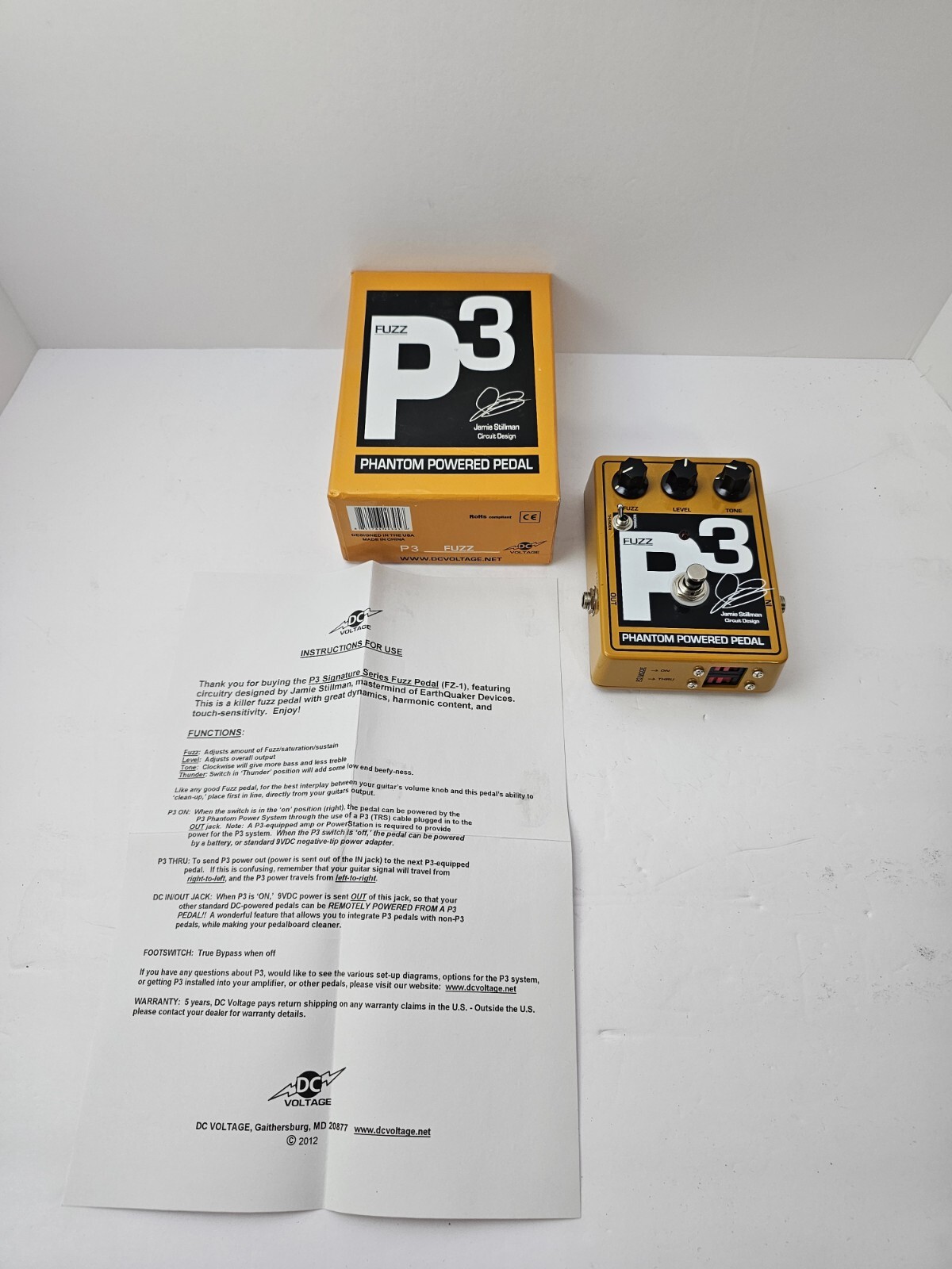DC Voltage P3 Fuzz Jamie Stillman Phantom Powered Rare Guitar Effect Pedal