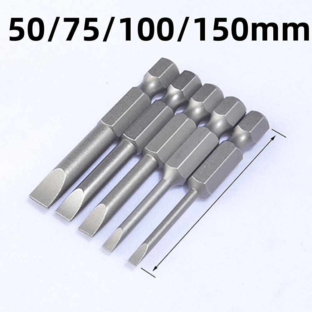 Slotted Hex Security Bit Set Screwdriver Bit 50/75/100/150mm Long Reach 1/4"