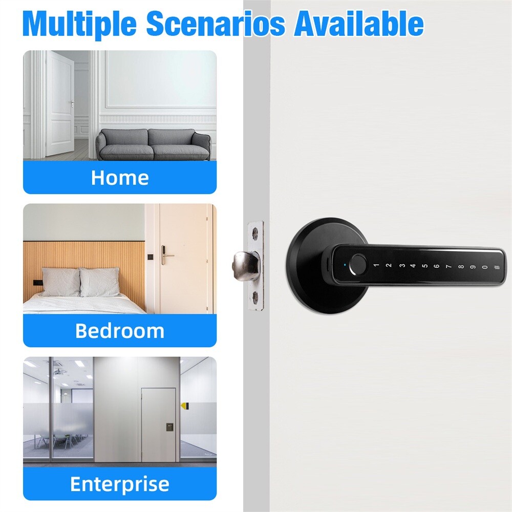 KERUI Smart Door Lock Handle Biometric Electronic Keyless Entry Lock TUYA APP