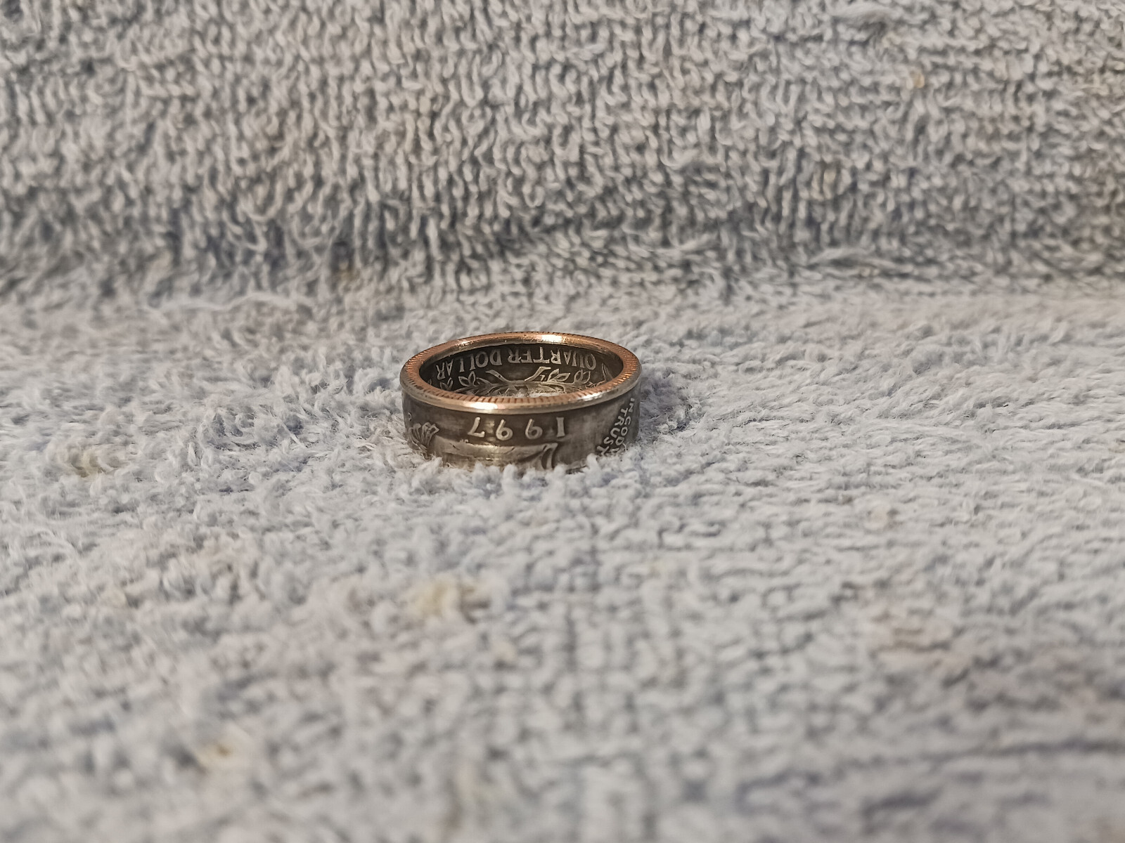 1997 Washington Quarters, Handmade Coin Ring, Size 7-1/2 clad