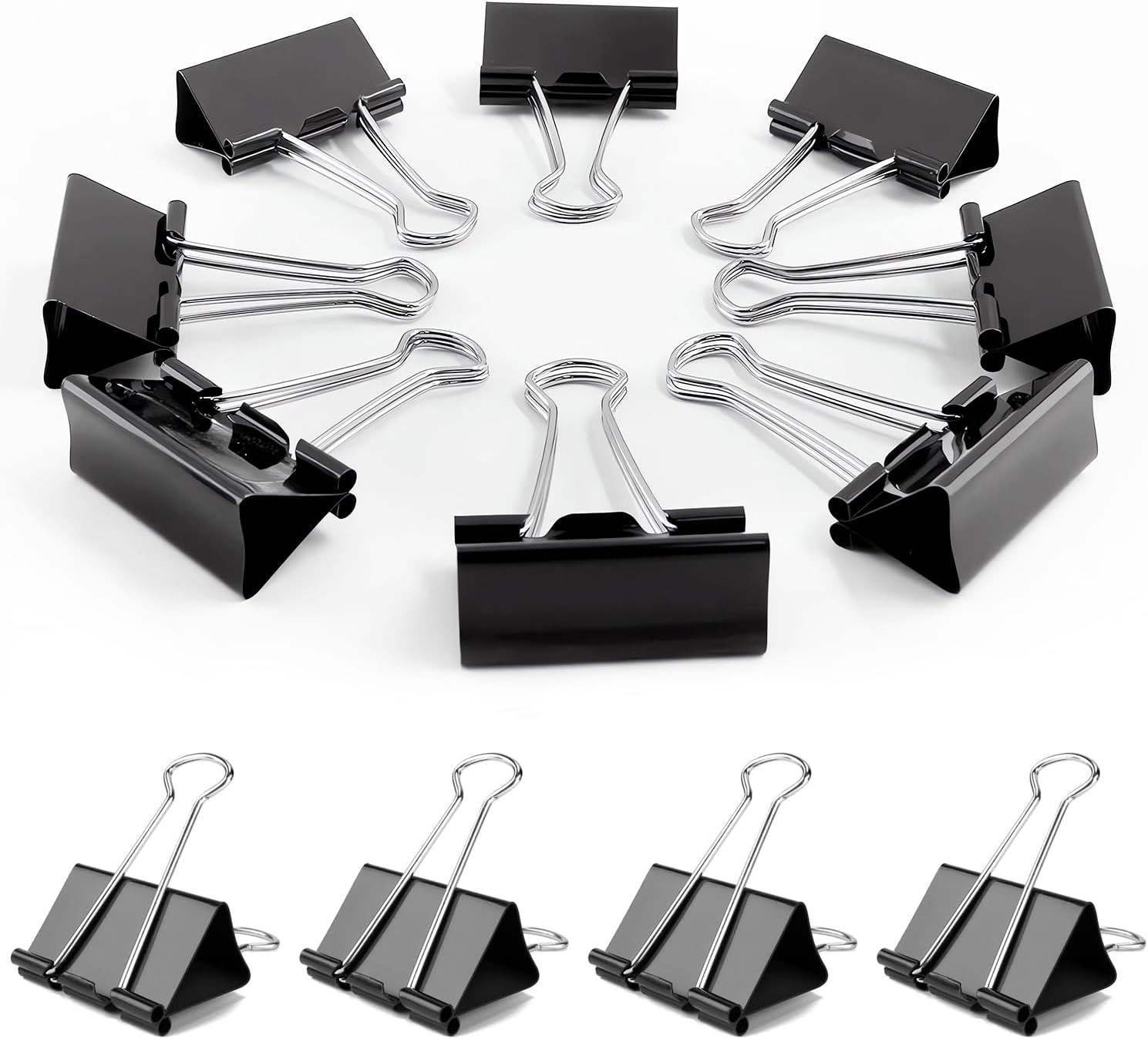 Medium Binder Clips, 1 Inch, 72 Pack, Black Paper Clips, Office Clips