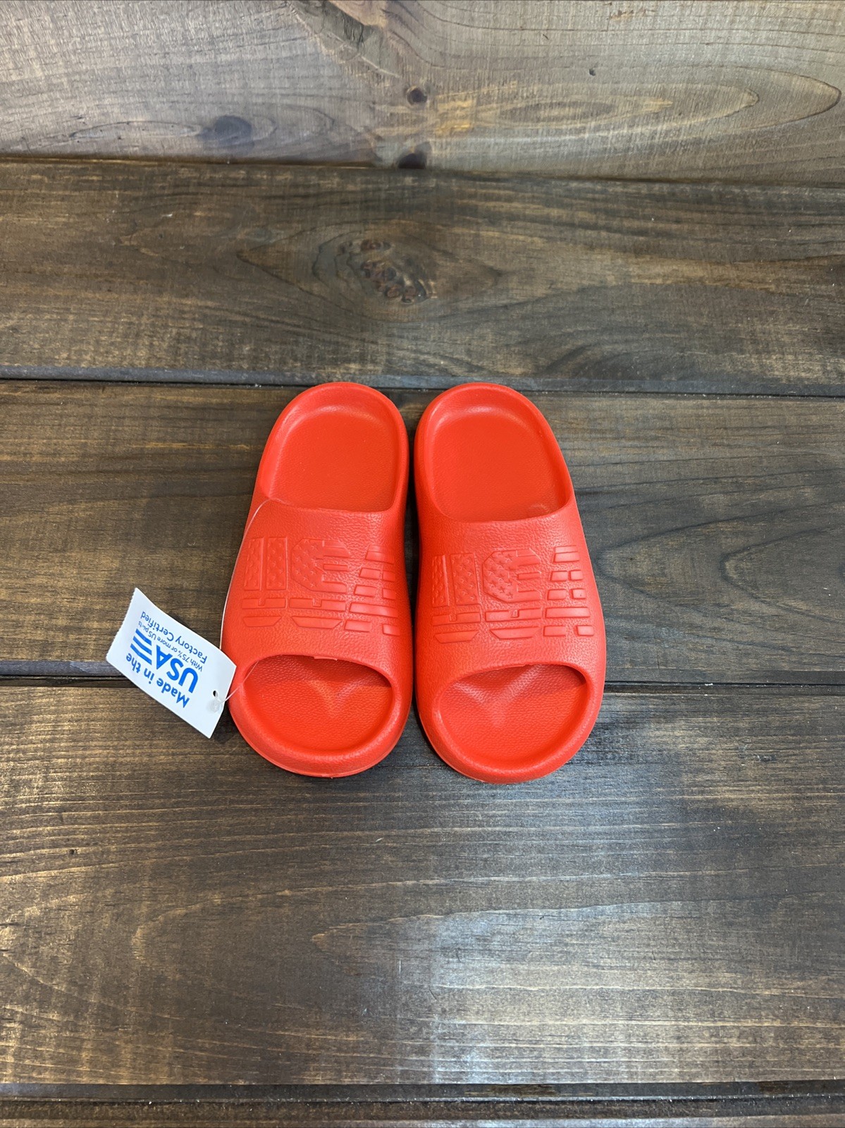 NEW! GMG USA Family Red Sandals Slides Toddler Size 12 Made In The USA Fast Ship