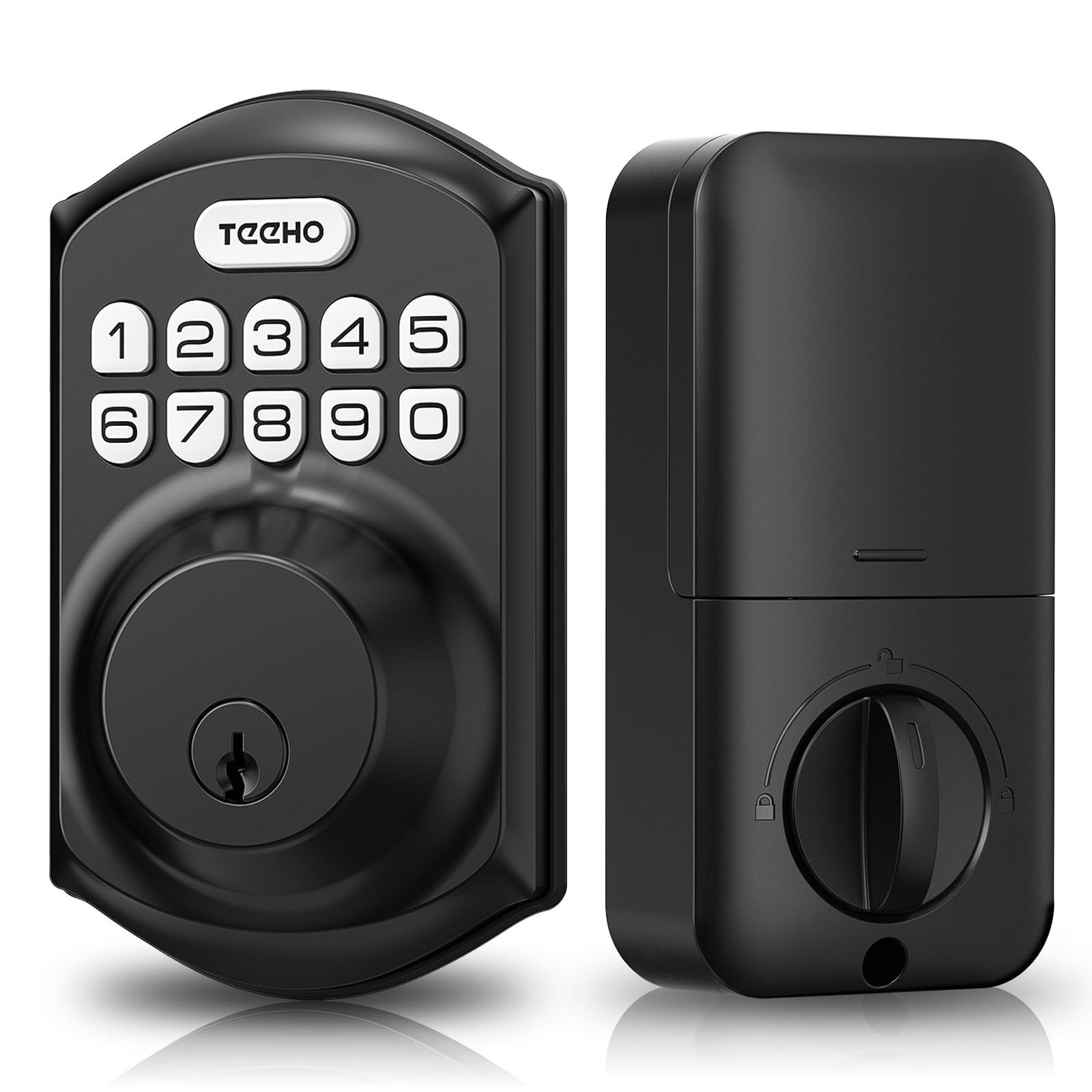 TEEHO TE001 Keyless Entry Door Lock with 5.125 x 3 x 4.25 inches, Matte Black