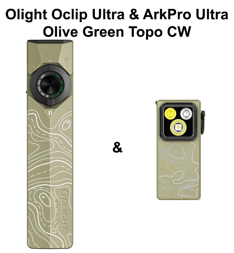 Olight ArkPro Ultra Class 3R Olive Green Topo CW & Oclip Ultra Olive Topo
