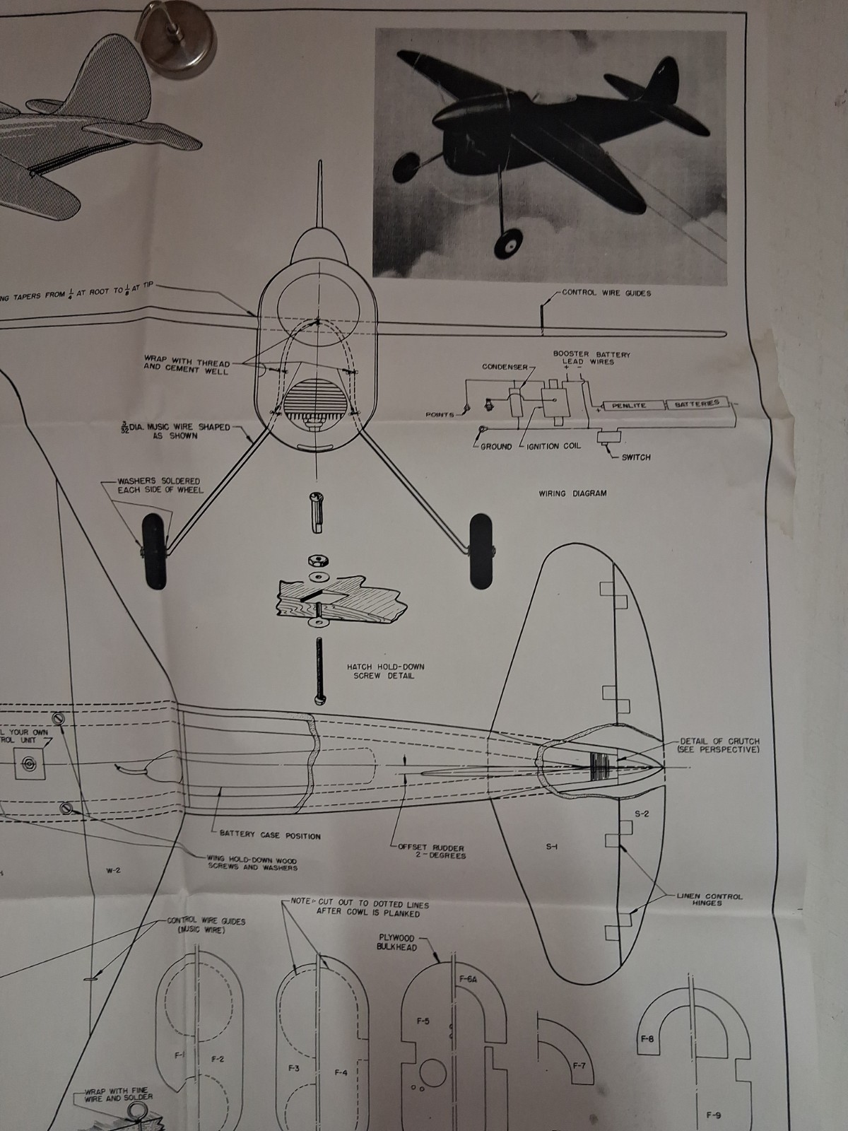ATOMIC Control Line B Speed Balsa Airplane Plans Only Scientific Model Co