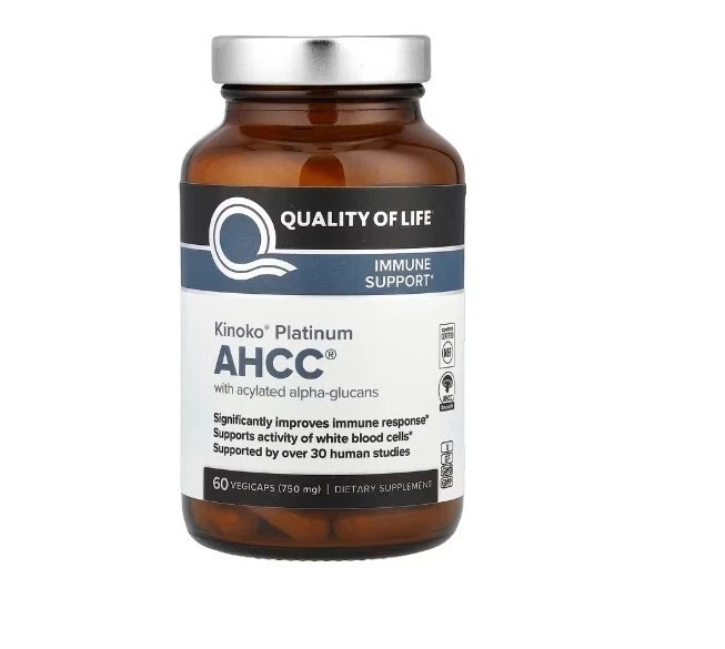 Quality Of Life Kinoko Platinum AHCC 750 Mg - 60 Veggie Capsules