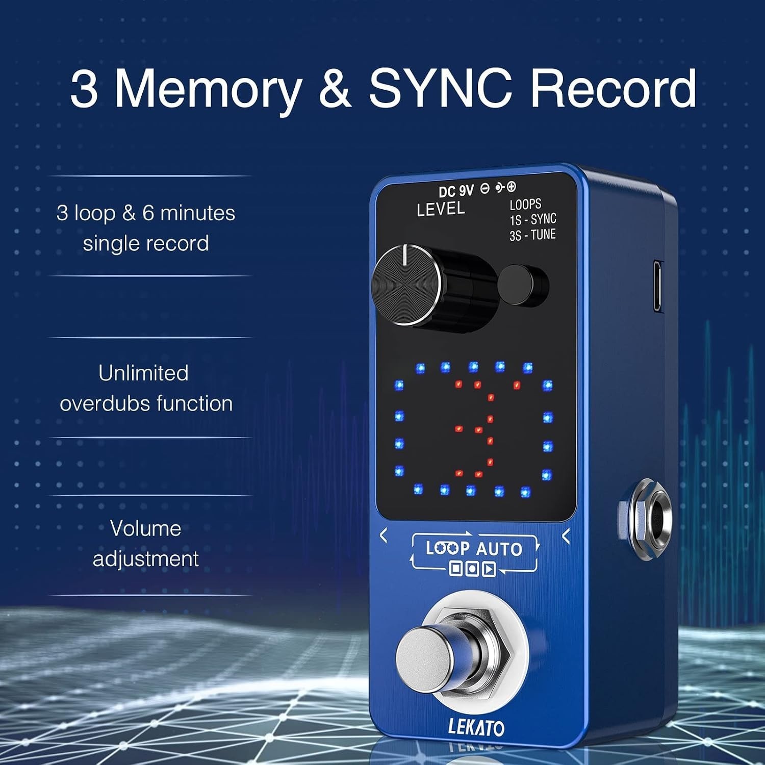 Guitar Looper Pedal with SYNC & Tuner Function