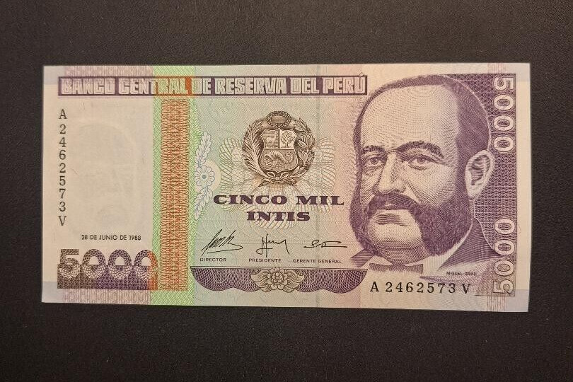 1988 Peru 5000 Intis - Very Nice Crisp Unc Collector Banknote-c6148xcn