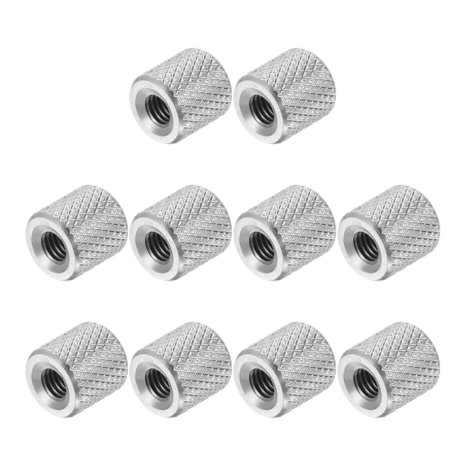 M5 10 Pack 304 Stainless Steel Round Knurled Connector Nuts,0.39"OD x 0.39"H