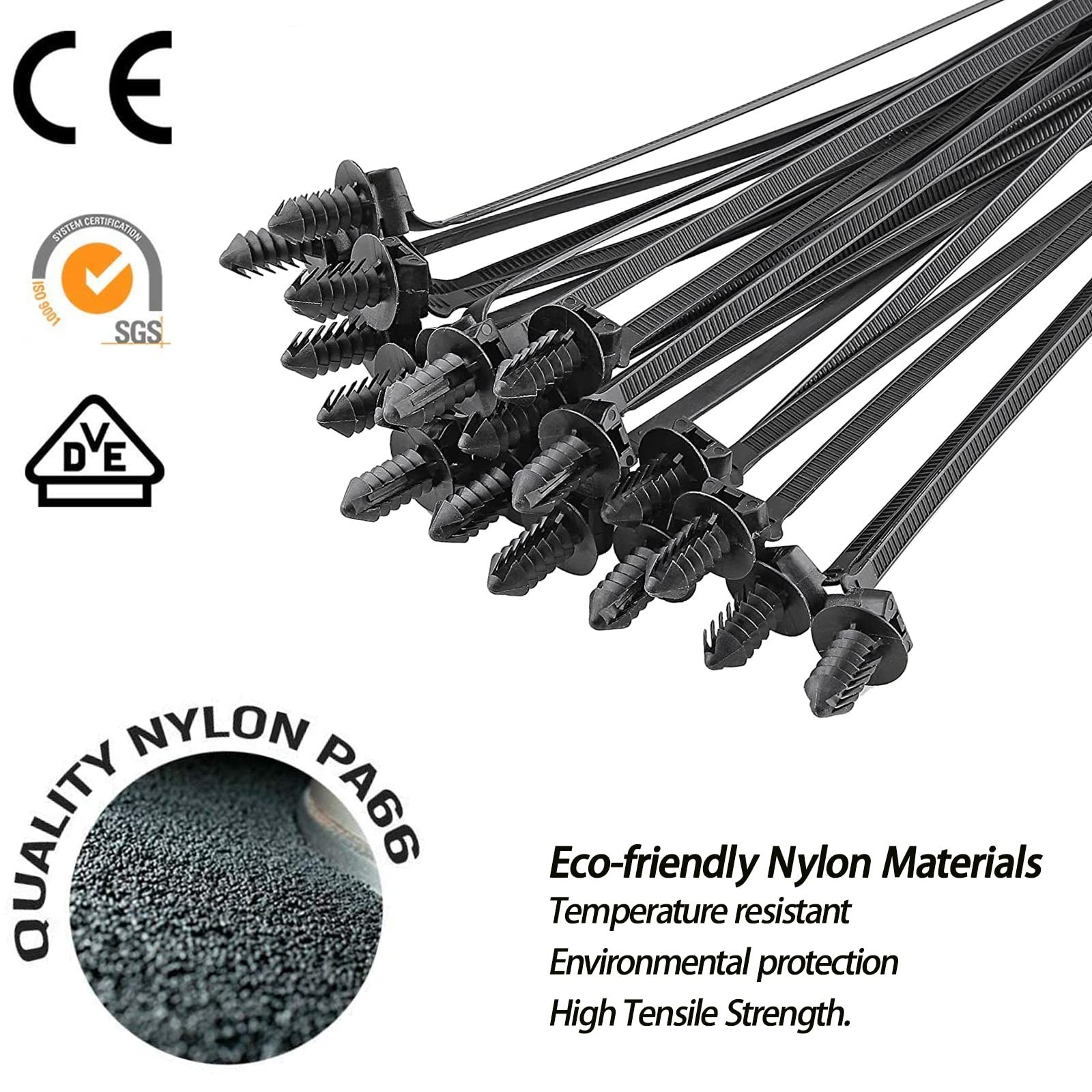 160Pcs Universal Nylon Push Mount Cable Zip Tie, Self Locking Cable Strap,Hea...