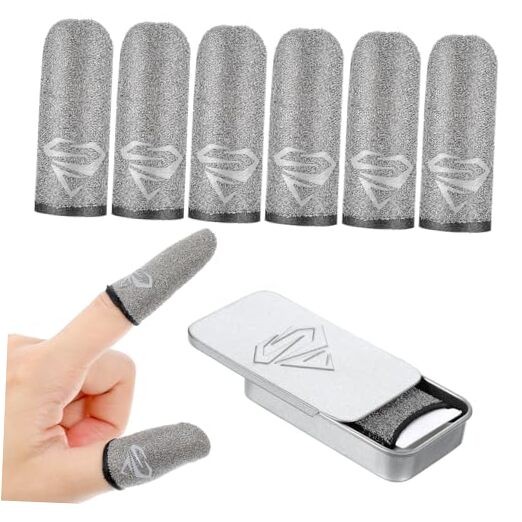 Heclia 6PCS Gaming Sleeves, Extremely Thin Breathable 0.3mm Silver Fiber Thumb