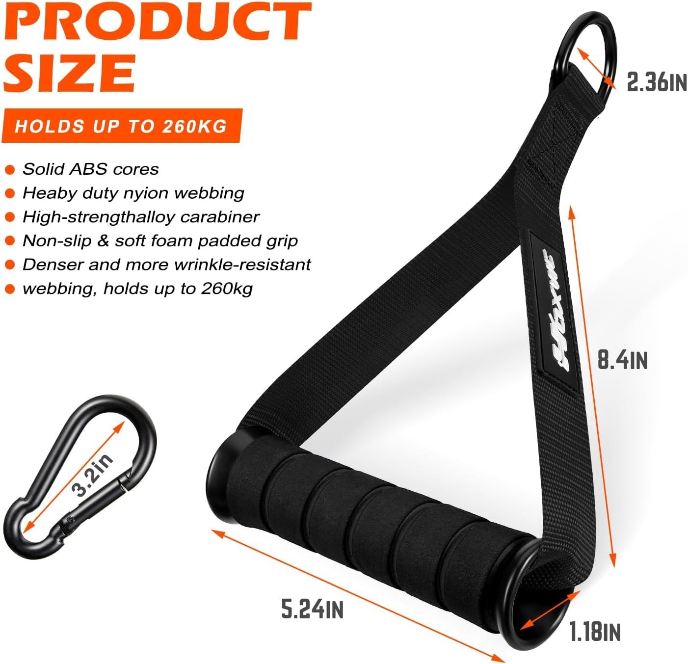 Ergonomic Double D Cable Handles - 2 Heavy Duty Attachments for Exercises