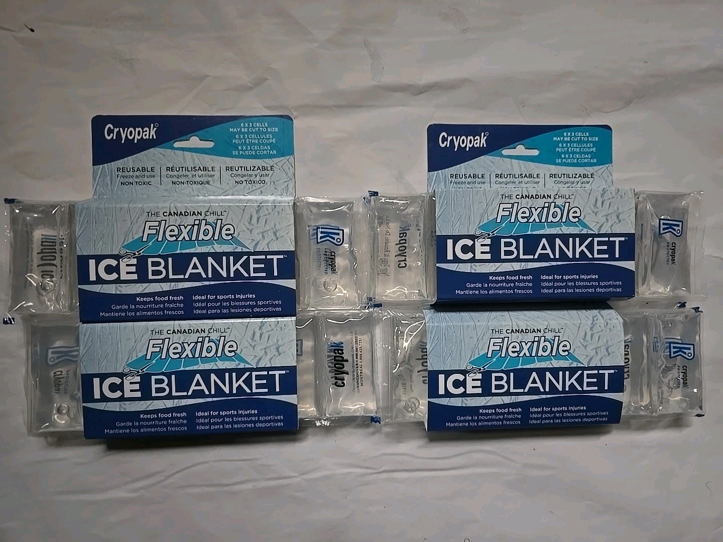 4 New Cryopak Flexible Ice Blankets For Lunch Bag Cooler First Aid (6 × 3 Cells)