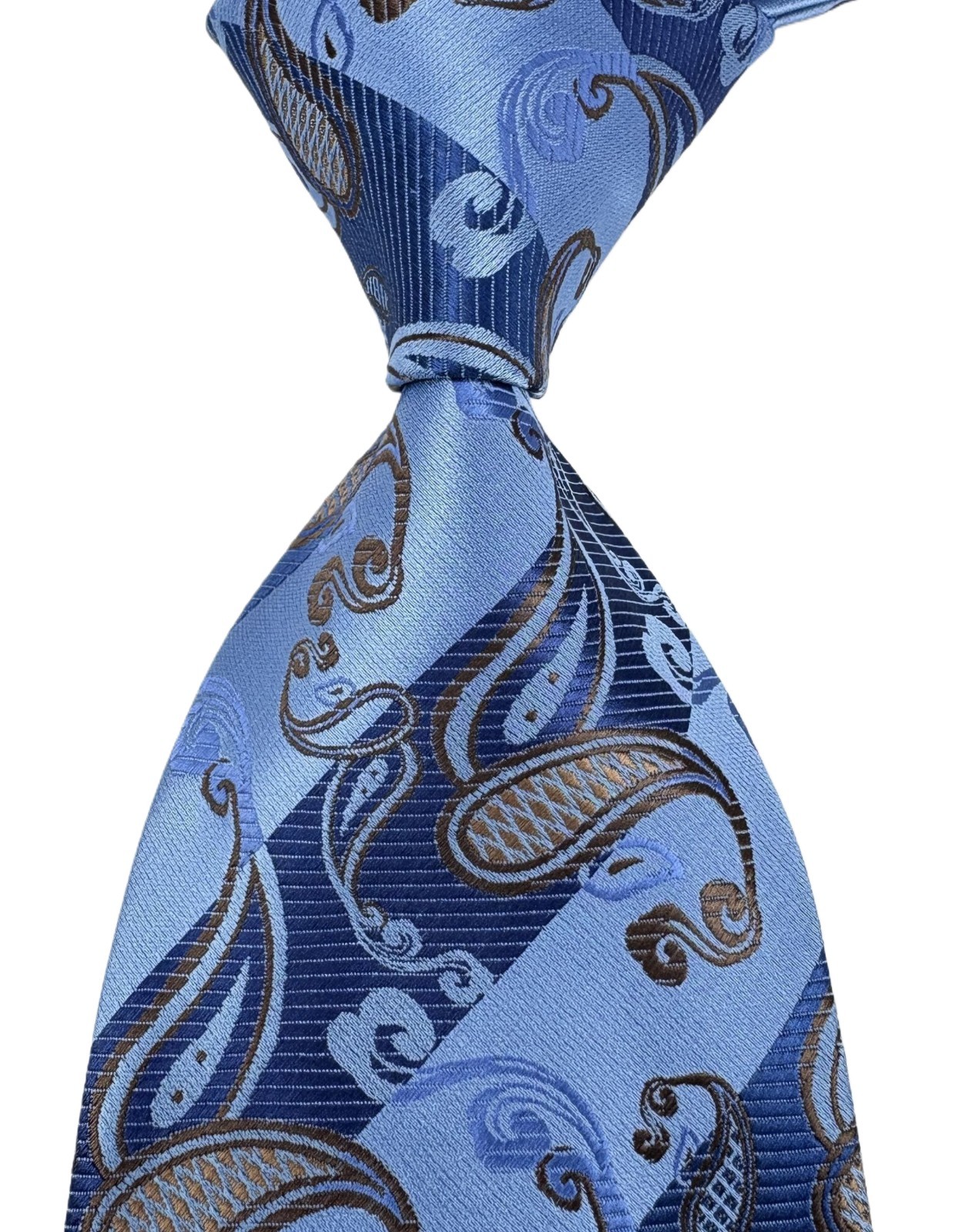 Classic New paisley light blue brown Silk  JACQUARD WOVEN Men's Tie Necktie