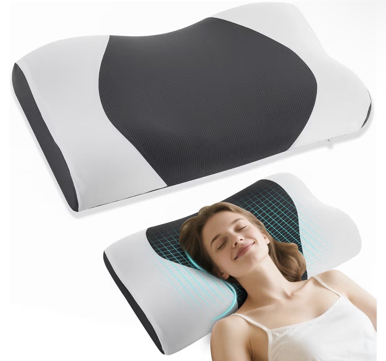 Cloud Align Pillow, Ergonomic Zero-Pressure Soft Memory Foam Pillow for Neck
