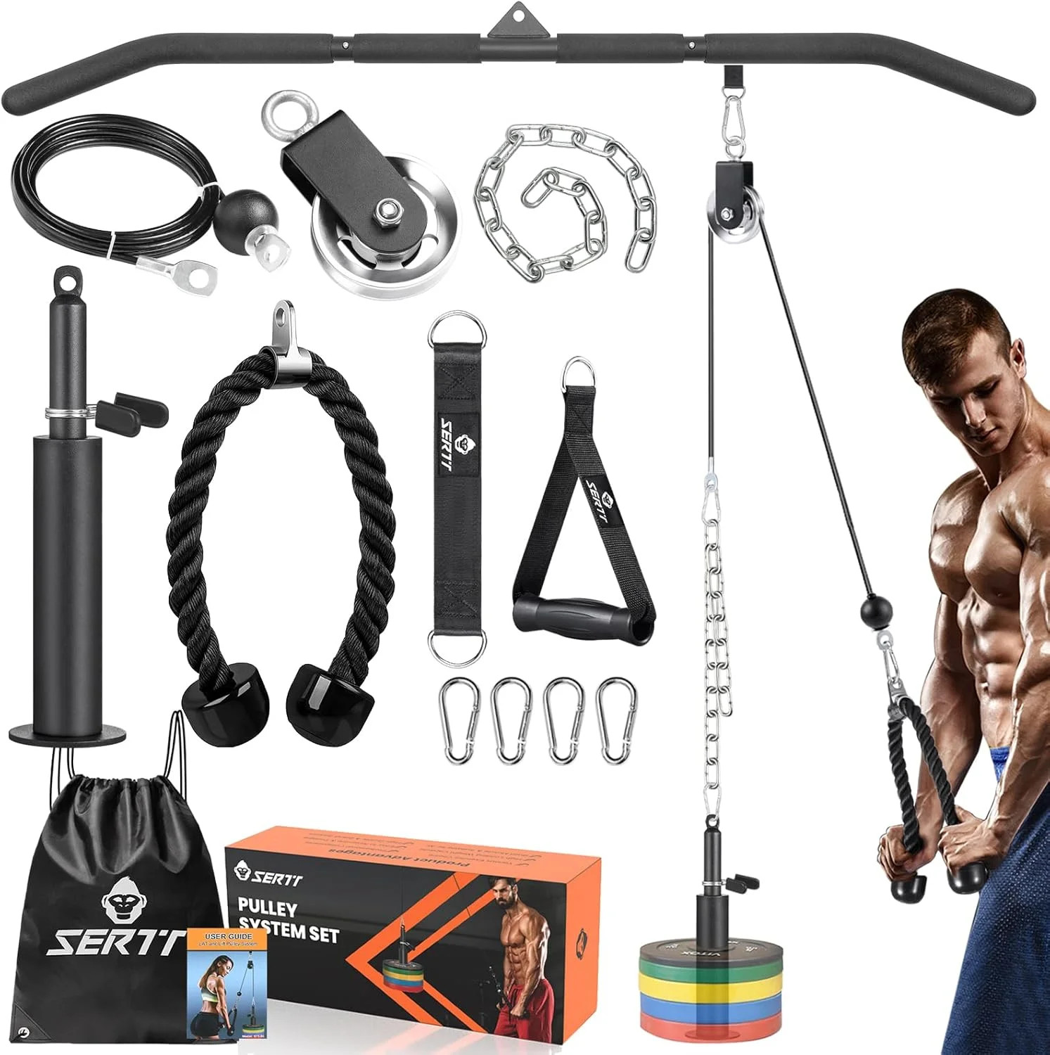 Gym Cable Pulley System Power Rack Attachment LAT Pulldown Tricep Trainer