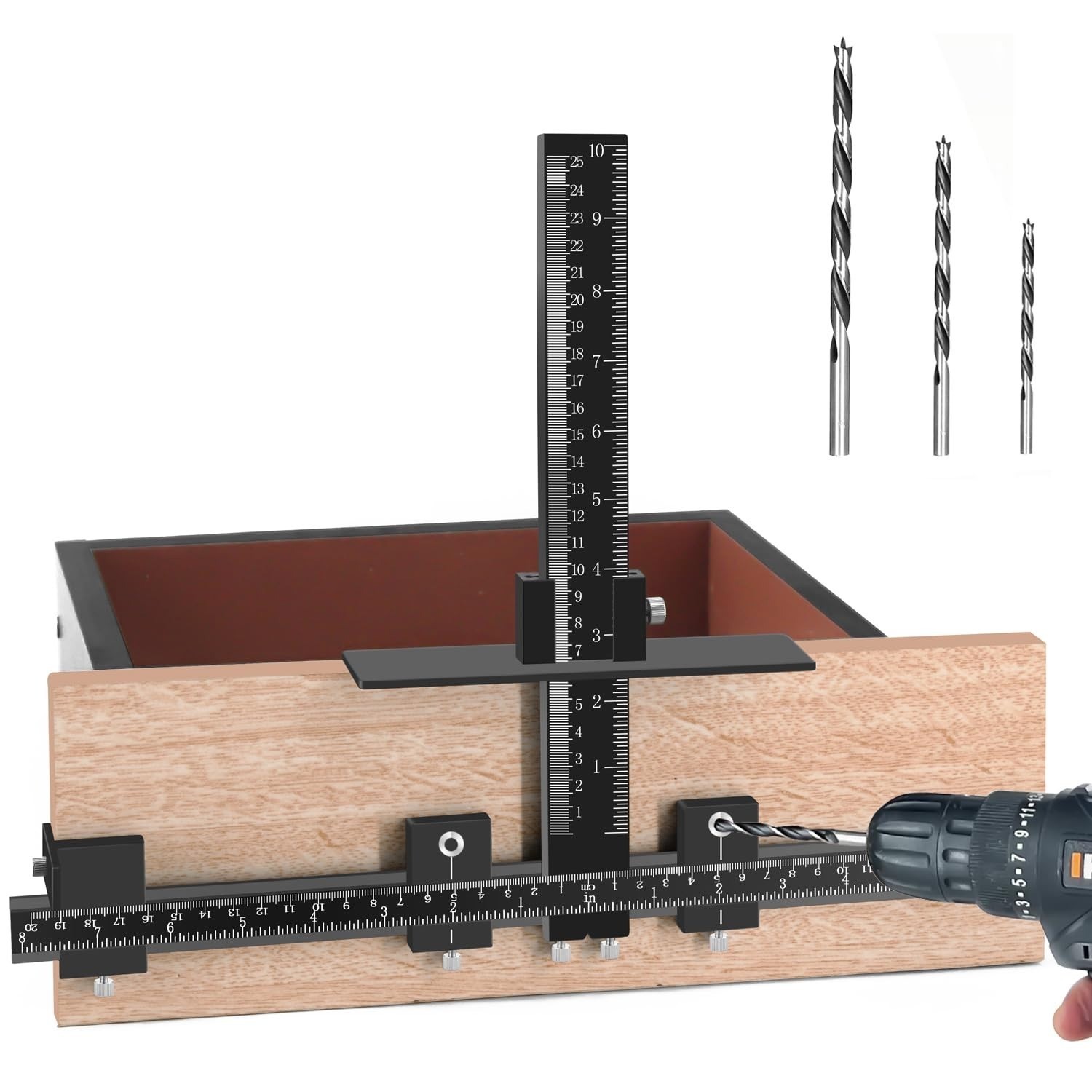 King&Charles Cabinet Hardware Jig with 3 Drill Bits for Handles & Knobs