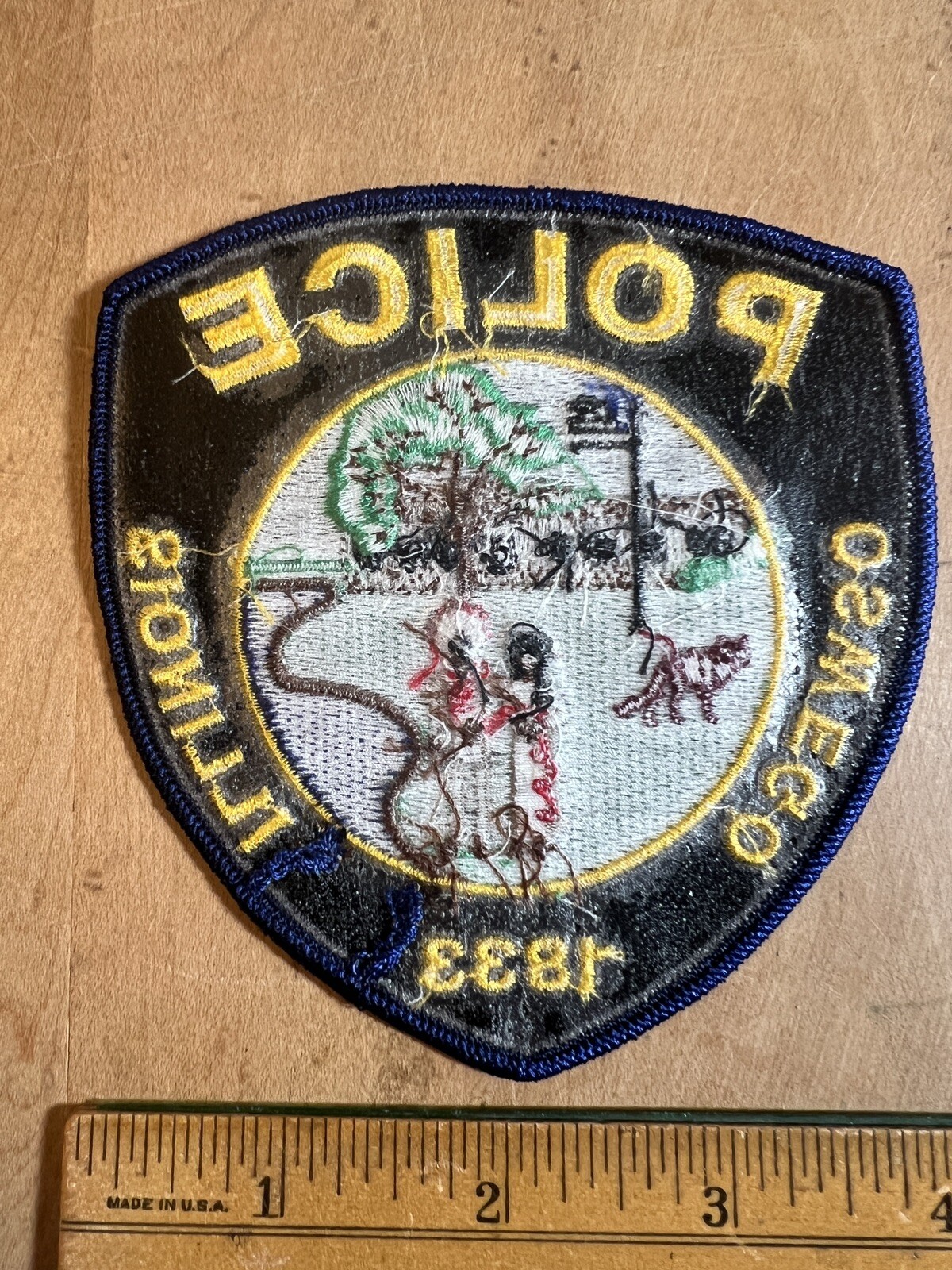 OSWEGO ILLINOIS IL Police Patch INDIAN NATIVE AMERICAN 1833