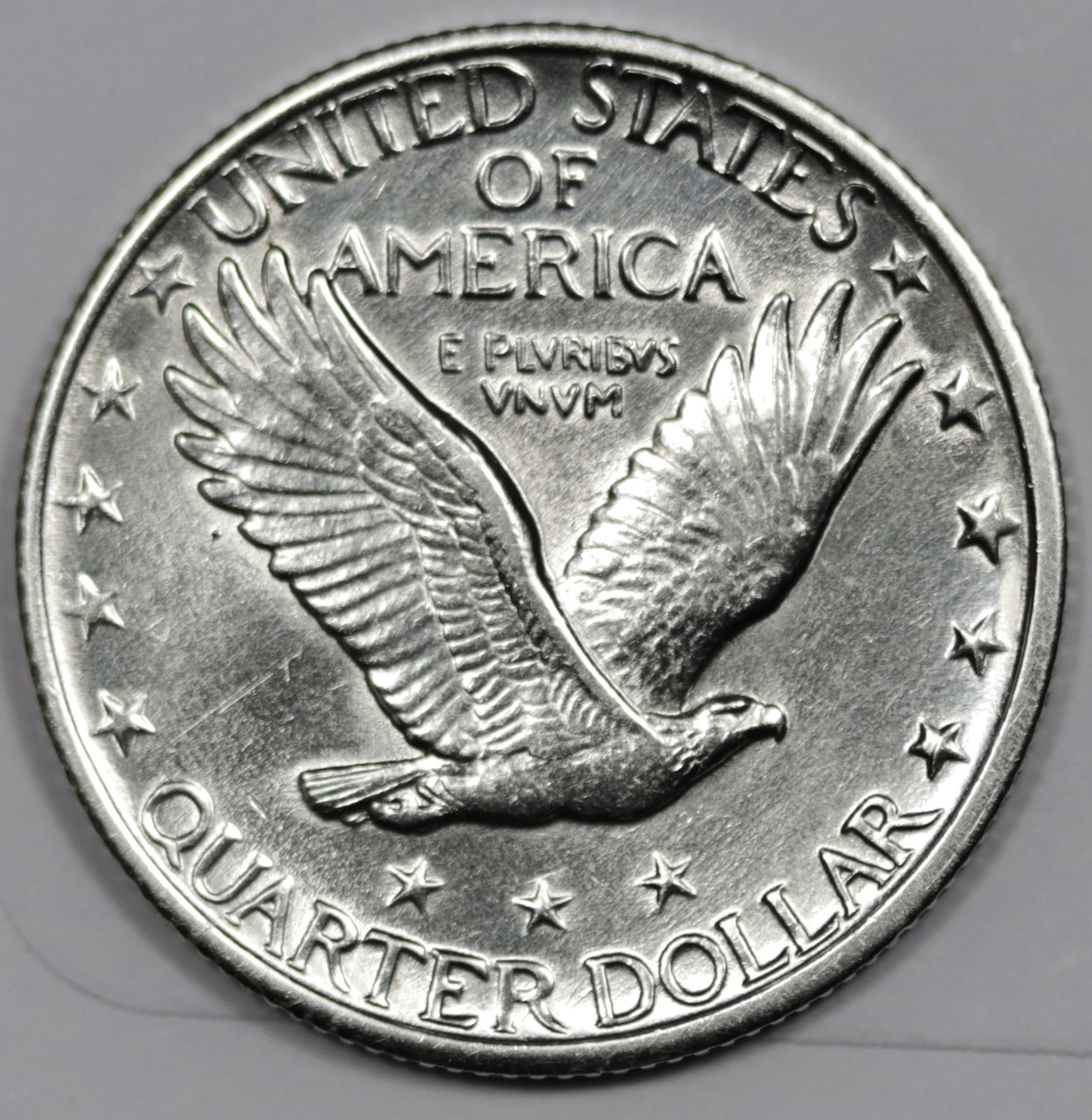 1927 Standing Liberty Quarter. Error. Clashed "E" circled. AU. 210675