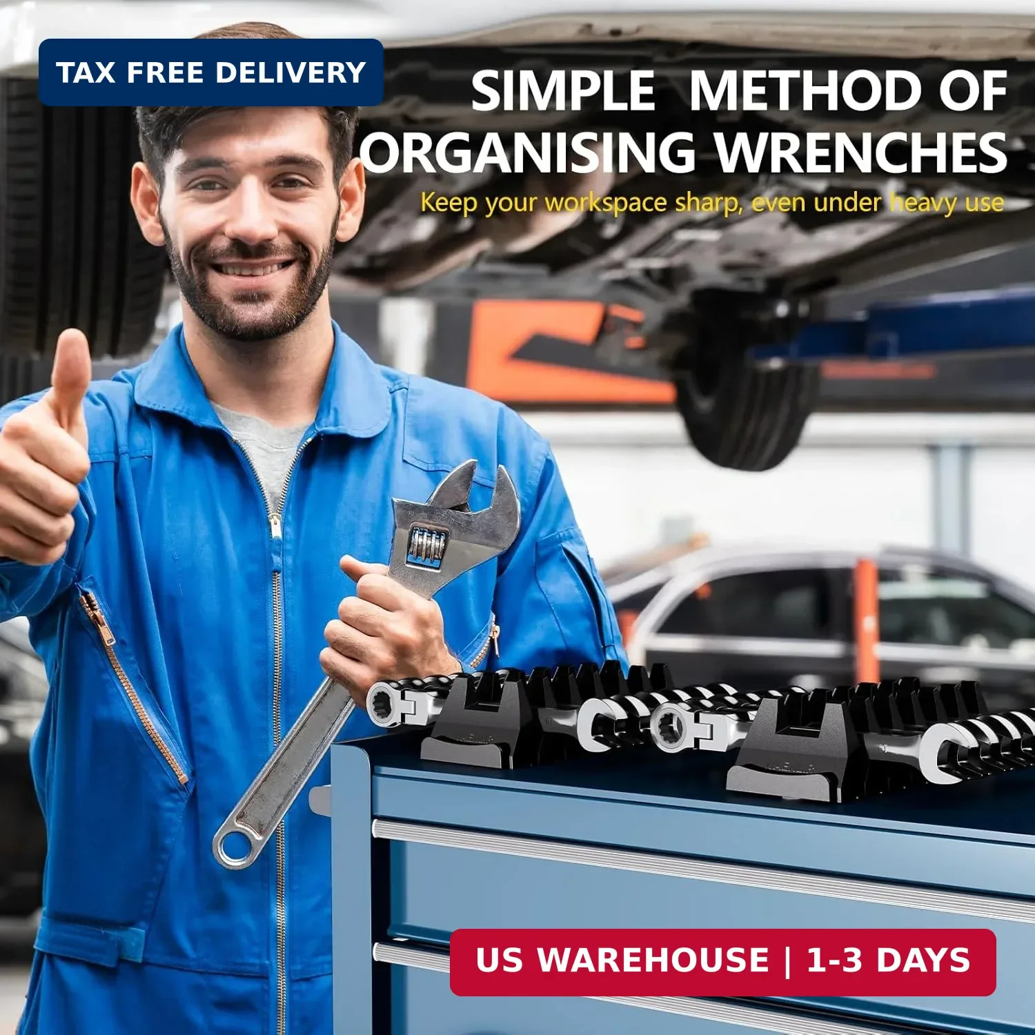 WAENLIR 48PCS Magnetic Modular Wrench Organizer Set-Tool Drawer Storage Rack wit