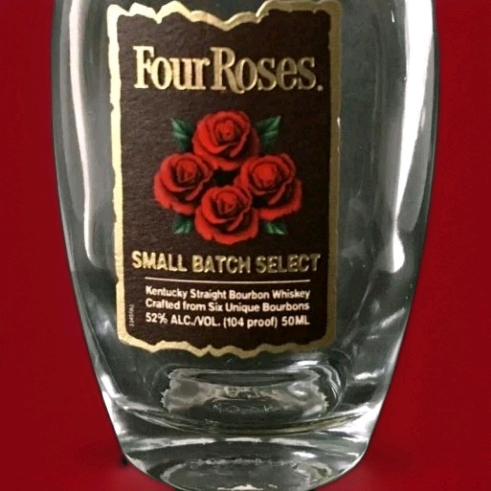 EMPTY Four Roses Small Batch Select Kentucky Bourbon Whiskey Glass Bottle 50 ml