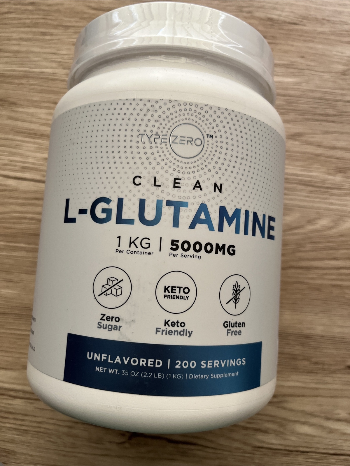 Type Zero L Glutamine Powder 5000mg - 1KG 200 Serv per container EXP 7/26 NEW