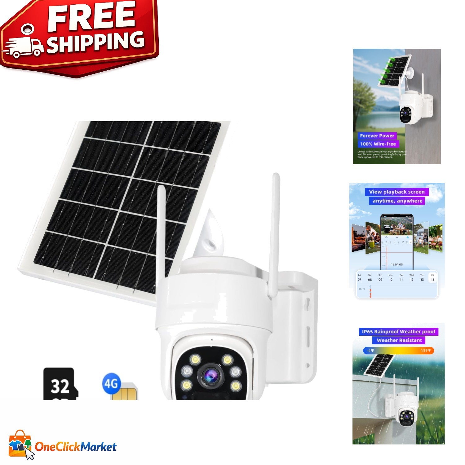 HD 360° Solar-Wireless 4G Security Camera with Color Night Vision & 2-Way Audio
