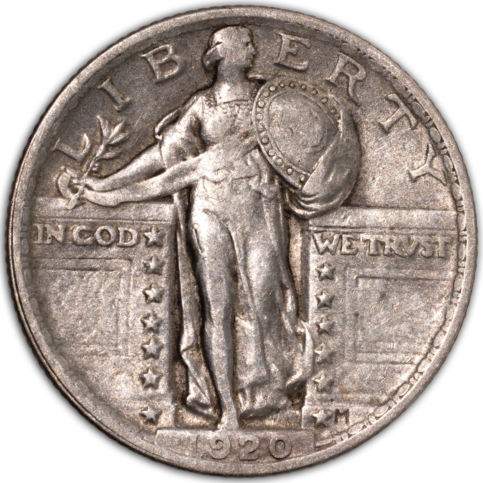 1920-P Philadelphia Standing Liberty Quarter SLQ 25c Almost Uncirculated AU+