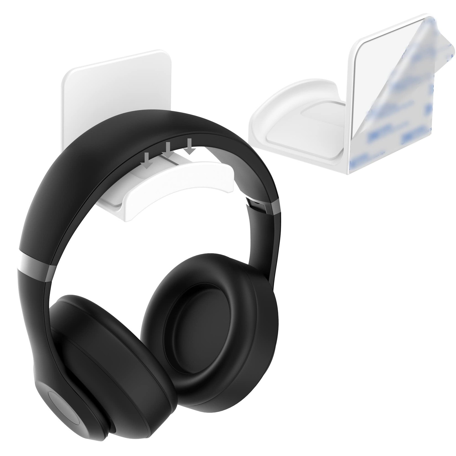 Headphone Stand Headset Holder Adhesive Gaming Hanger Hook Desk Mount White