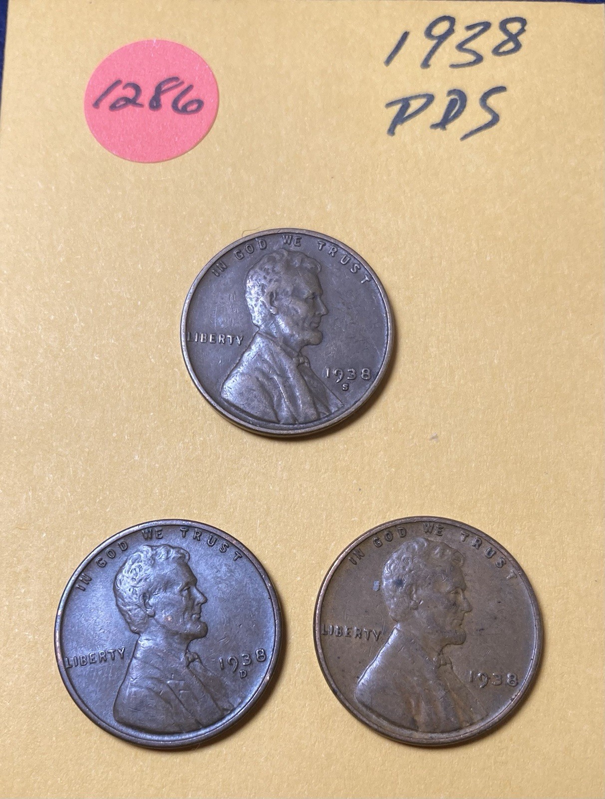 1938 PDS Lincoln Wheat Cent #1286