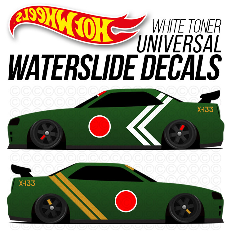 1/64 Scale ZERO FIGHTER WaterSlide Decals White Toner Universal for Hot Wheels