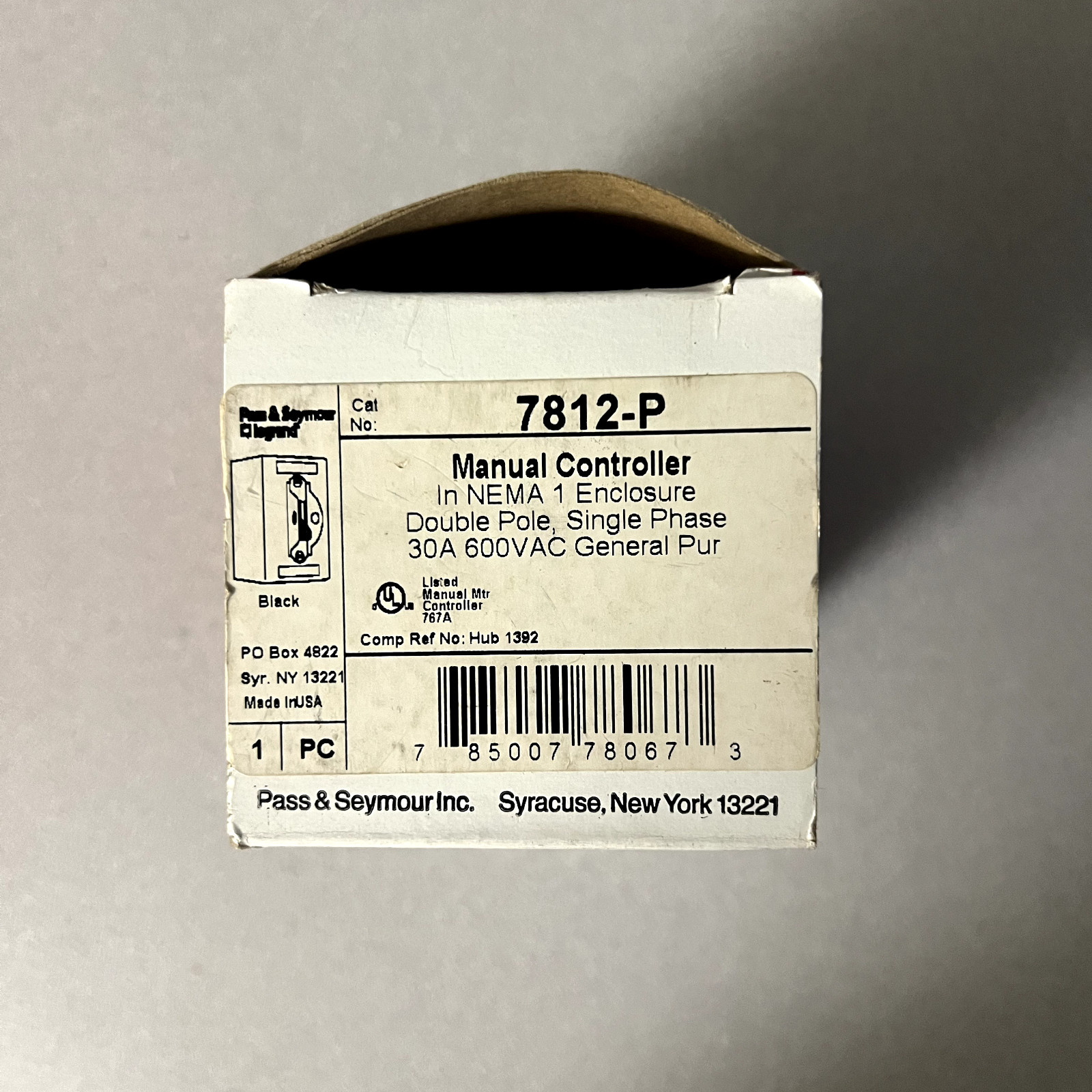Pass & Seymour 7812-P Manual Controller Switch 2 Pole 30A 600VAC NEW