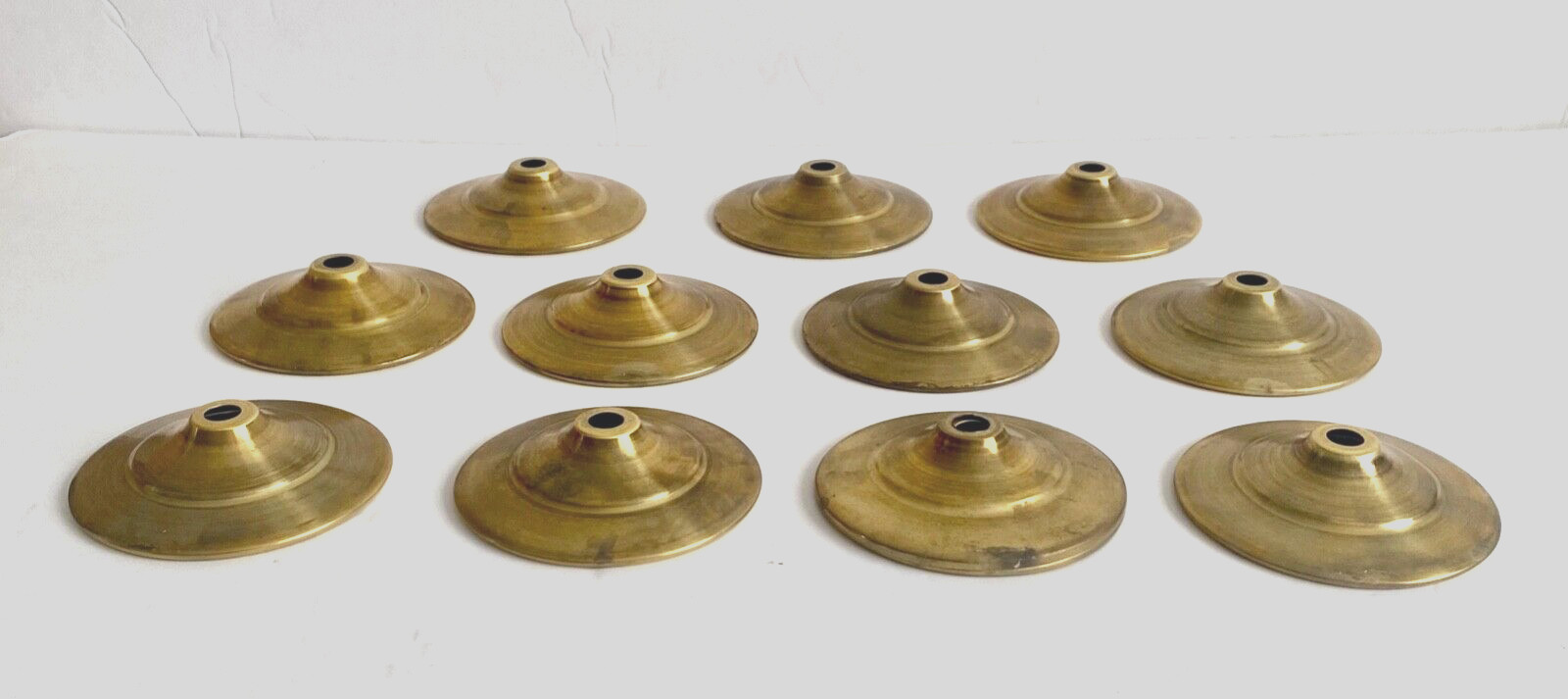 Vintage 3 1/2 Inch Stamped Brass Lamp Shade Cap Tiffany Style Stained Glass Raw