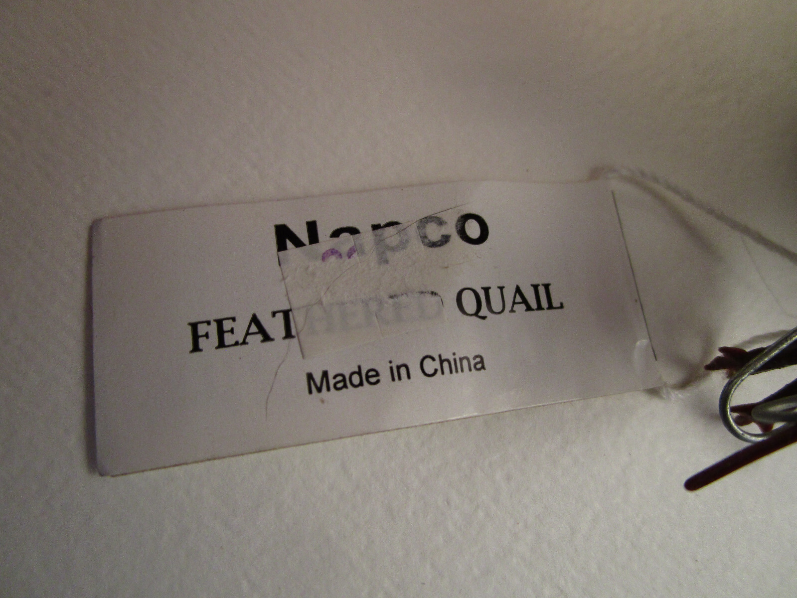 Vintage Napco Pair of Feathered Quails Birds Wire Floral Arrangement NOS